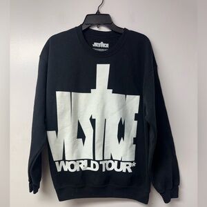 Justin Bieber Justice World Tour Sweatshirt Black Graphic Crewneck Mens Large